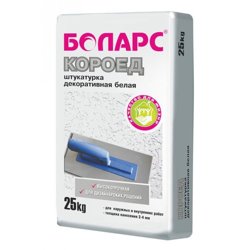 Штукатурка декоративная БОЛАРС КОРОЕД зерно 1,5 цементная белая 25 кг