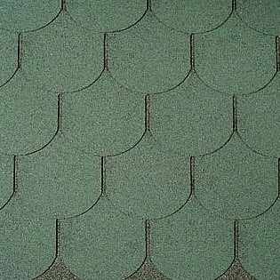 Черепица гибкая Тегола Антик зеленый S=3,5 кв.м. в упаковке, нарезка танго (бобровый хвост)