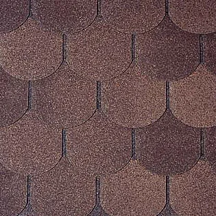 Черепица гибкая Тегола Антик коричневый S=3,5 кв.м. в упаковке, нарезка танго (бобровый хвост)