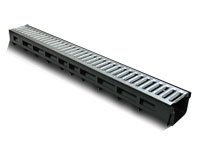 Комплект GIDROLICA Light DN100 A15: лоток водоотводный пластиковый с решеткой оцинкованной 1000*115*96 мм арт.08006/080066