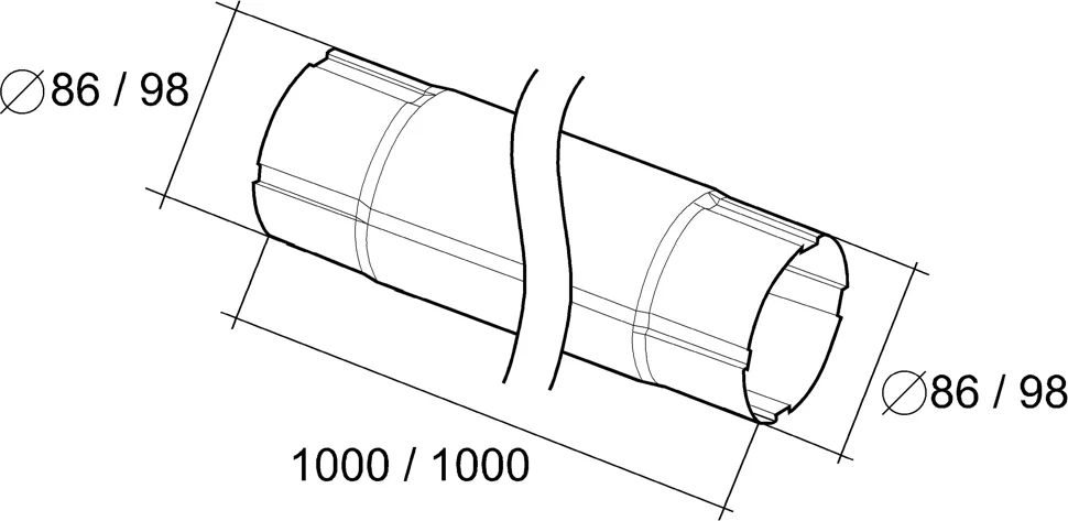 Труба круглая соединит.GL, 90мм, 1м RAL 6005