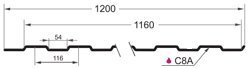 Профнастил С-8(Тип), 0.4 мм, оцинкованный 1.2 * м2