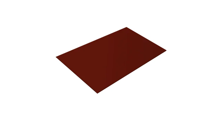 Плоский лист PE RAL 3009 (оксидно-красный), 0.45 мм, 1,25*2 м.п., пл=2.5м2 (в пленке)