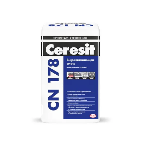 Ровнитель для пола CERESIT CN 178 выравнивающий 25 кг