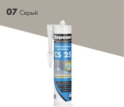 Затирка-Герметик силиконовая CERESIT CS 25 эластичная 07 серый 280 мл