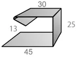 Планка Завершающая сложная П-образная (торец) PE RAL ** для М/Сайдинга 0.5мм, 25*30*3м.п.