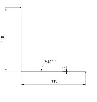Угол внутренний без вальцовки PE, RR **, размер (:размеры:)мм длина 2,0 метра