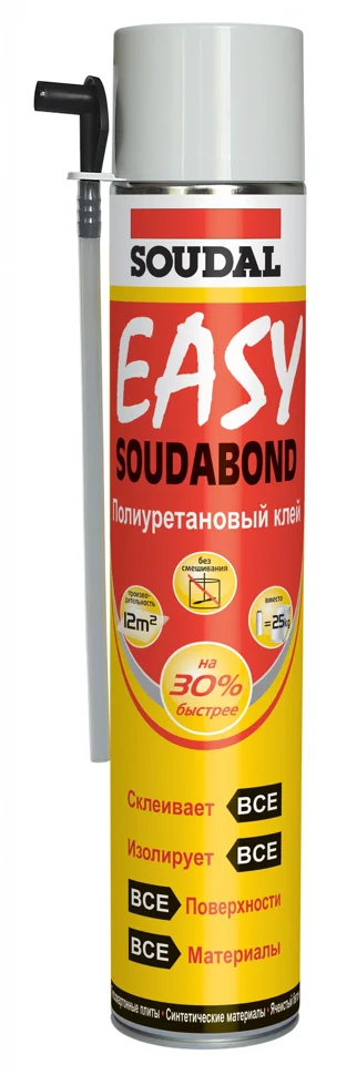 Пена-клей полиуретановый бытовой (ГКЛ, утеплители, пеноблоки) СОУДАЛ Easy Soudabond 750 мл