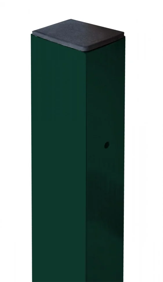 Столб оцинкованный с полимерным покрытием с отверстиями 62*55 высота 2,0м зелёный, RAL 6005