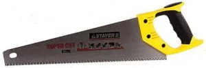 Ножовка по дереву 500мм, 2-компоненая пластиковая ручка, 3D-заточка, закаленный зуб, 7 TPI (3,5мм), Stayer Super Cut
