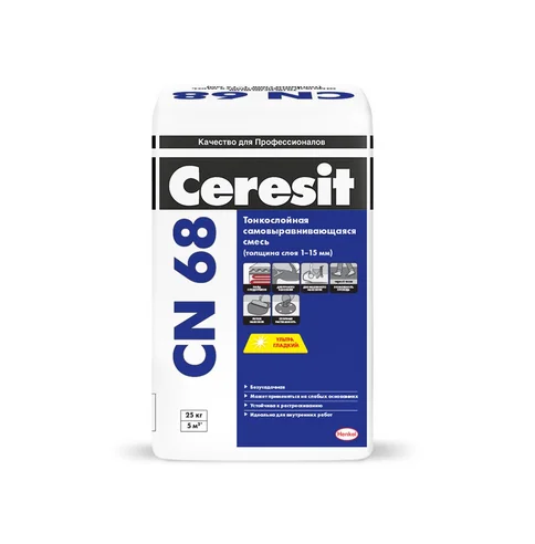 Наливной пол CERESIT CN 68 тонкослойный 25 кг