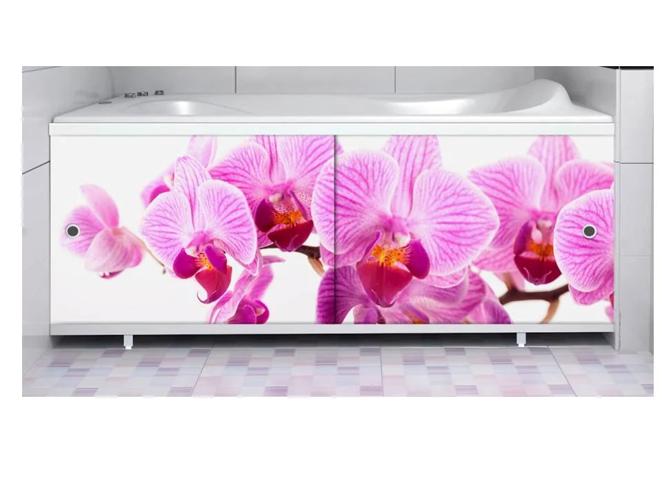 Экран для ванн 1,48 м &quot;МЕТАКАМ&quot;, Ультра легкий АРТ, Дикая орхидея (сотовый поликарбонат)