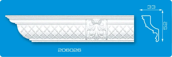 Плинтус потолочный ФОРМАТ 206026 инжекционный белый 2,0 м