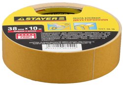 Лента клейкая двусторонняя 38мм х 10м STAYER "MASTER", на полипропиленовой основе