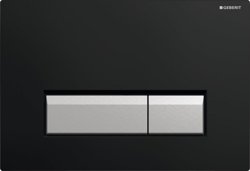 Клавиша смывная GEBERIT Sigma 40 двойной смыв, рамка-черная /кнопки- аллюминевые (встроенная система удаления запаха)