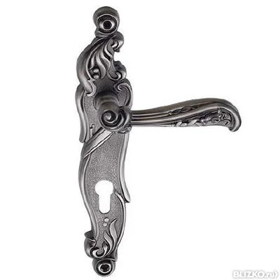 Ручка дверная ARCHIE GENESIS RIZO на длинной накладке под цилиндр (CL) черненое серебро