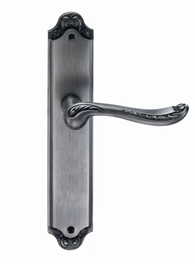 Ручка дверная ARCHIE GENESIS ACANTO на длинной накладке проходная (PS) черненое серебро