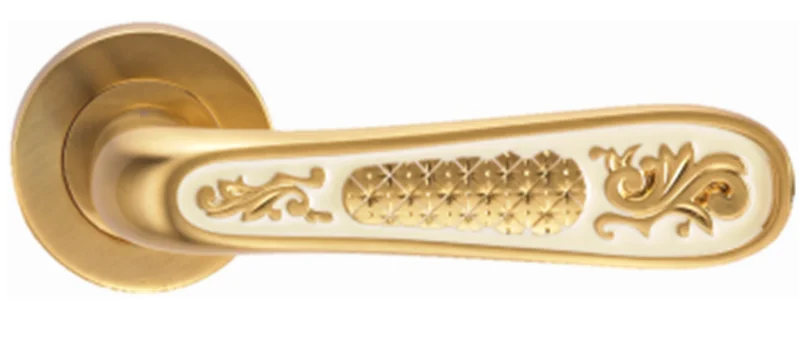 Ручка дверная ARCHIE GENESIS ALIVIO на круглой накладке матовое золото/эмаль