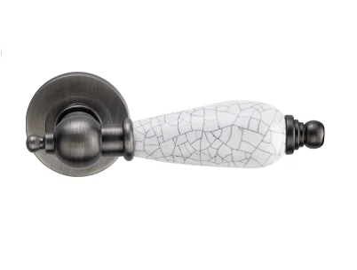 Ручка дверная ARCHIE GENESIS REDONDO на круглой накладке черное серебро/керамика кракелюр