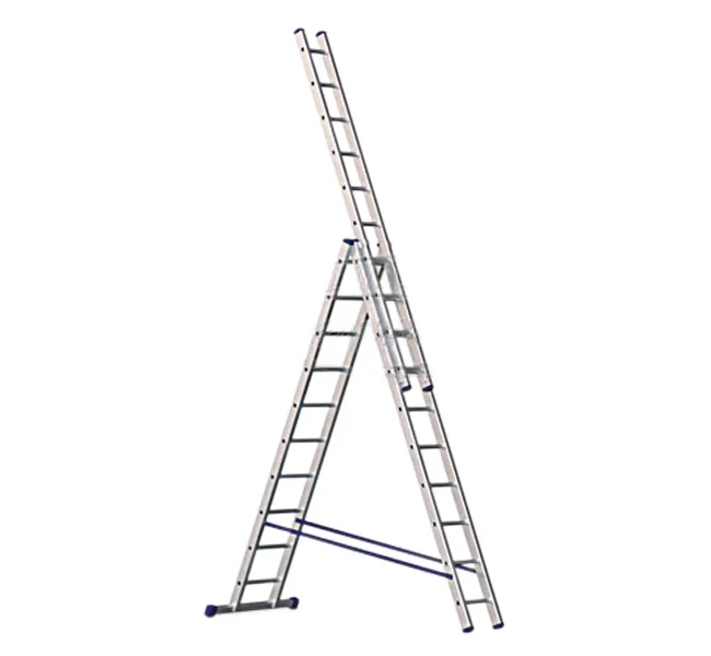 Лестница трехсекционная алюминиевая DOGRULAR 3x6 ступеней (1,60/2,62/3,50)