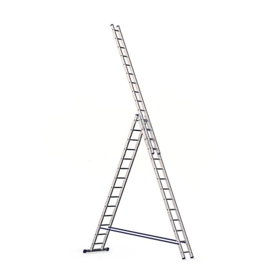 Лестница трехсекционная алюминиевая DOGRULAR 3x14 ступеней (3,98/6,76/9,51)