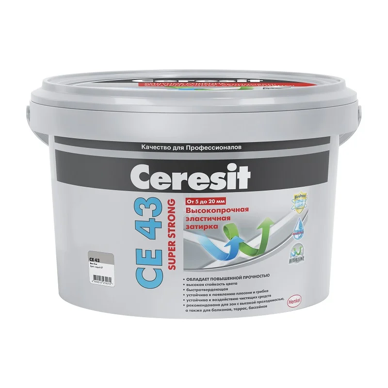 Затирка CERESIT CE 43 для широких швов 07 серый 2 кг