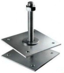 Анкер (Лифт) строительный регулировочный по высоте 150x150x6,0 мм со шпилькой М24 Н=200мм, оцинкованный