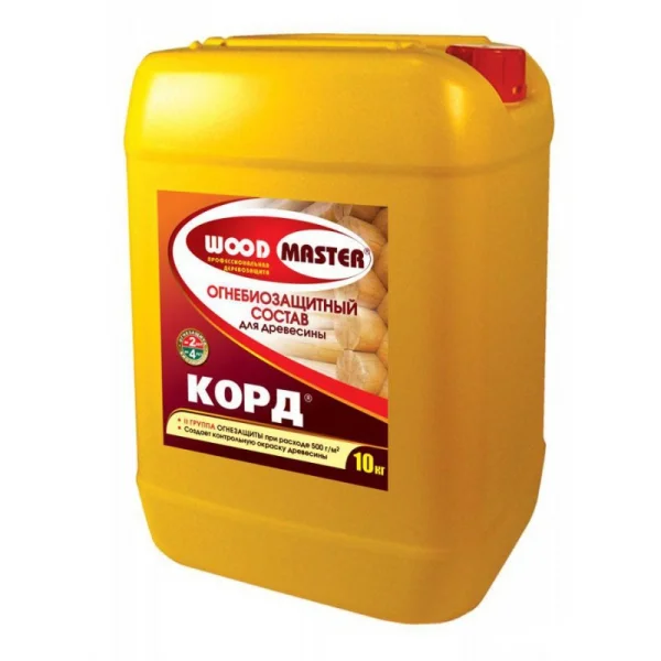 Огнебиозащита Wood Master Корд 5 кг (2 гр. огнезащиты, малиновый цвет) ( Т-ра перевозки не ниже -5град)