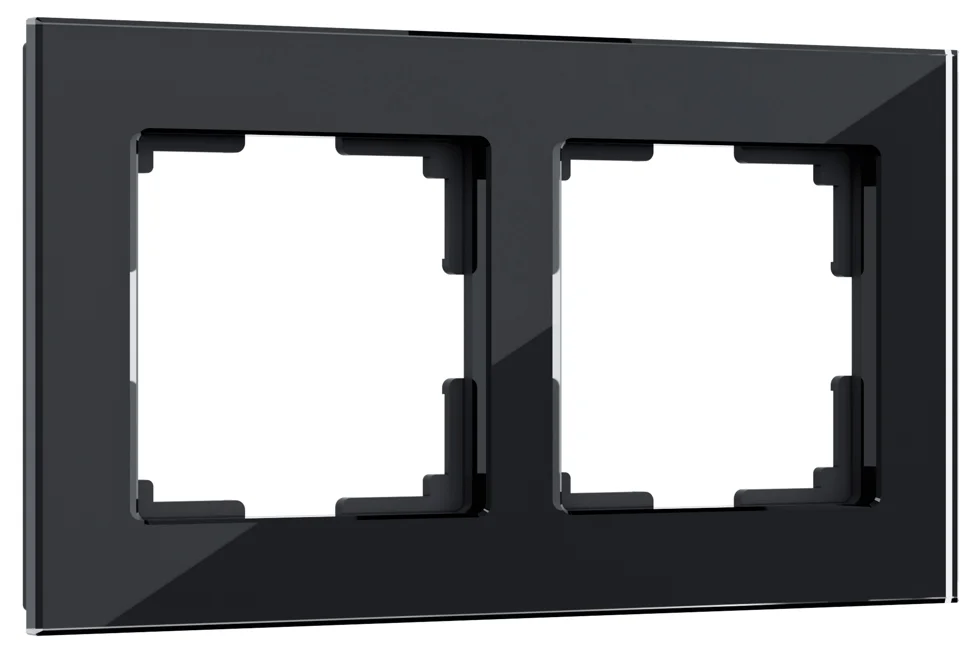 Рамка 2-местная Werkel Favorit, черный, стекло, WL01-Frame-02