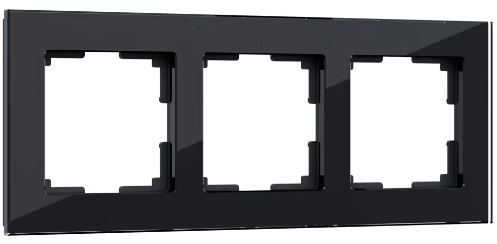 Рамка 3-местная Werkel Favorit, черный, стекло, WL01-Frame-03