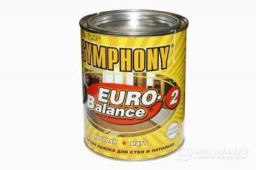 Краска ВД интерьерная акрилатная глубокоматовая SYMPHONY евро-баланс 2 0,9л