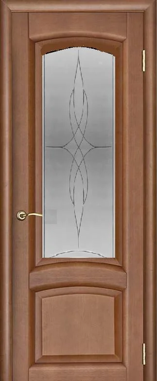 Дверь "Ульяновские двери" Лаура стекло Византия с гравировкой темный анегри тон 74 70, шпон
