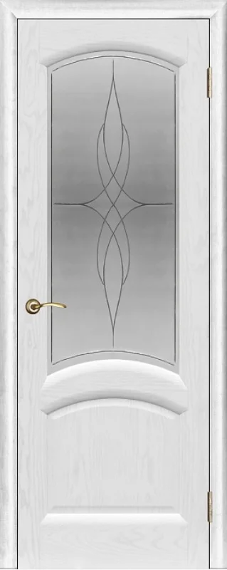 Дверь &quot;Ульяновские двери&quot; Лаура стекло Византия с гравировкой ясень жемчуг 80, шпон