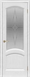 Дверь "Ульяновские двери" Лаура стекло Византия с гравировкой ясень жемчуг 80, шпон
