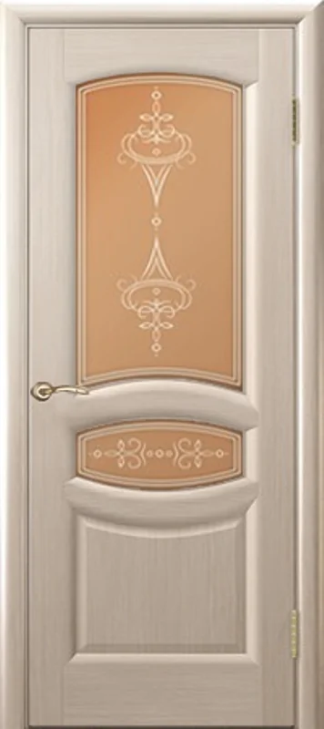 Дверь &quot;Ульяновские двери&quot; Анастасия стекло бронза сатинато Палермо беленый дуб 80, шпон