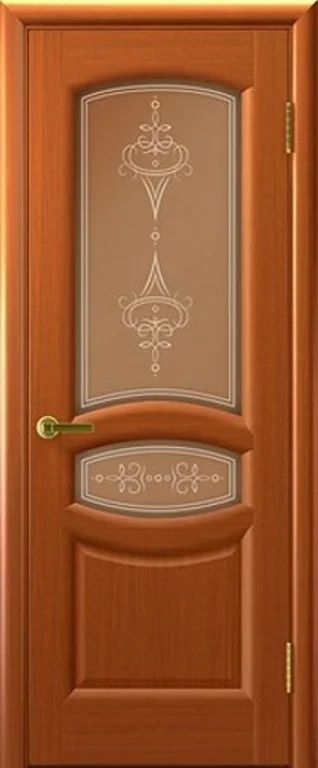 Дверь "Ульяновские двери" Анастасия стекло Византия с гравировкой темный анегри тон 74 60, шпон