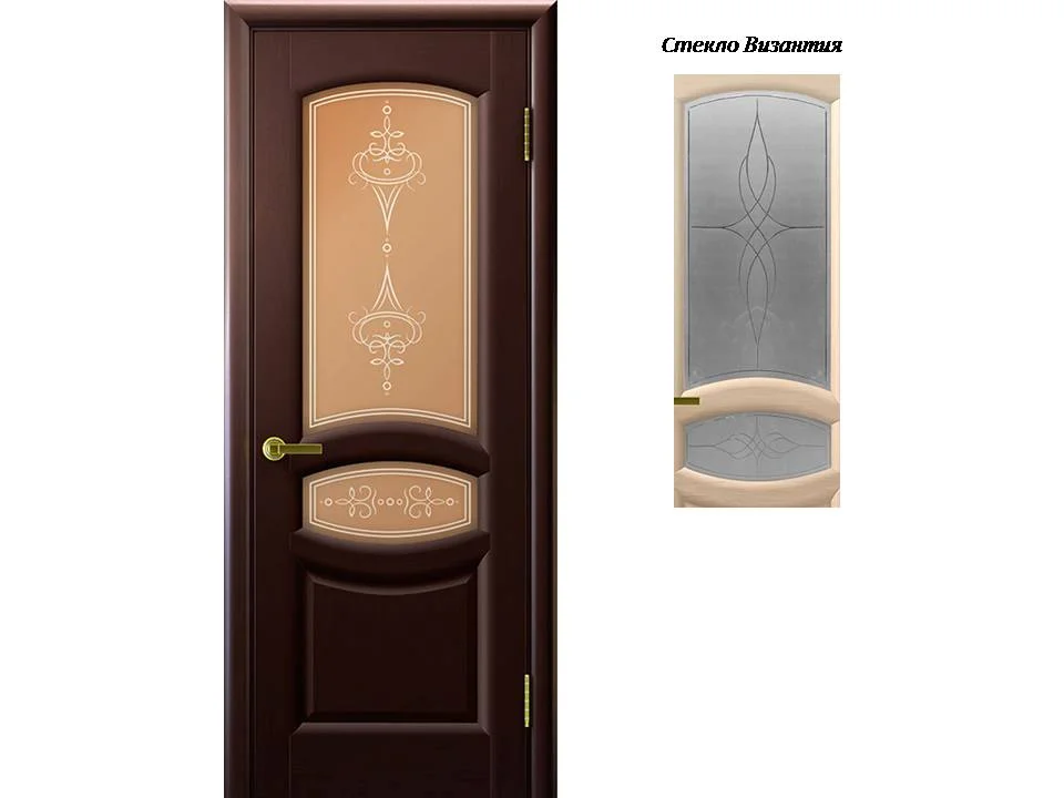 Дверь "Ульяновские двери" Анастасия стекло Византия с гравировкой венге 90, шпон