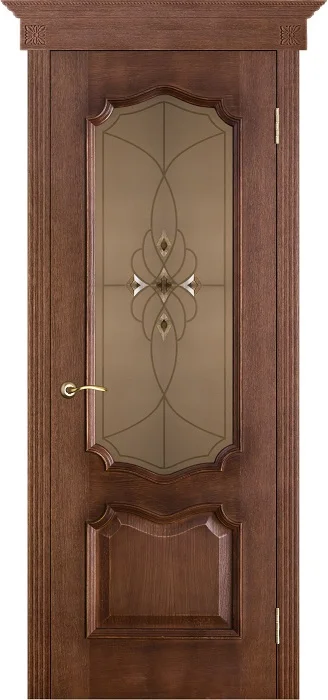 Дверь Porte Vista Премьера стекло бронза с фацетами патина голд 80, шпон