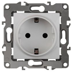 Розетка 1-местная СП Эра12 2P+E Schuko с заземлением, без монтажных лапок, белый (16АХ-250В),арт. 12-2001-01