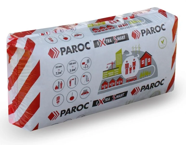 Утеплитель PAROC Экстра Смарт 100мм*600мм*1200мм в упаковке 5 плит (в уп.3,6м2 0,36 куб.м) (32 упак. на поддоне), плотность 30-34 кг/м3