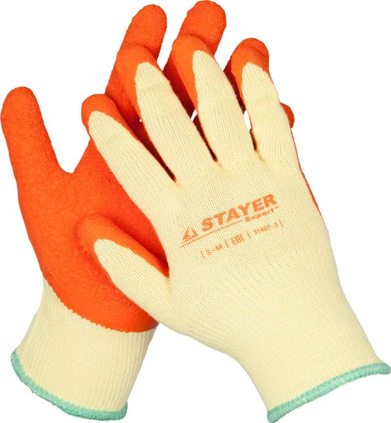 Перчатки рабочие STAYER &quot;EXPERT&quot; с рельефным латексным покрытием, 10 класс, L-XL