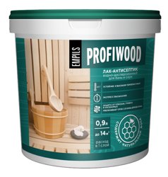 Лак антисептик для бань и саун EMPILS PROFIWOOD влагостойкий водно-дисперсионный полиакриловый 4,5 кг
