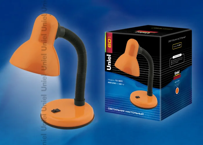 Лампа настольная Uniel оранжевый TLI-201, 60W Е27(коробка)