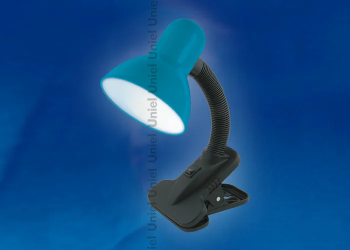 Лампа настольная на прищепке Uniel TLI-222 синий/голубой, 60W Е27 (пакет)
