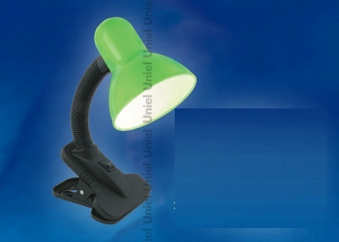 Лампа настольная на прищепке Uniel TLI-222 зеленый, 60W Е27 (пакет)