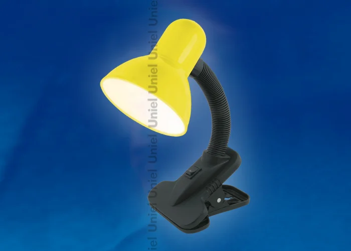 Лампа настольная на прищепке Uniel TLI-222 желтый, 60W Е27 (пакет)