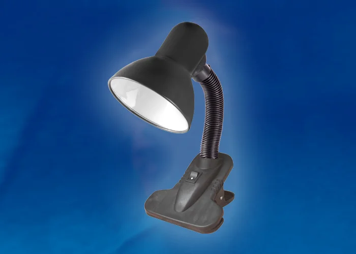 Лампа настольная на прищепке Uniel TLI-202 черный, 60W Е27 (пакет)