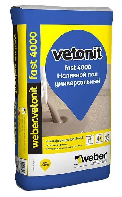 Наливной пол VETONIT FAST 4000 универсальный 20 кг