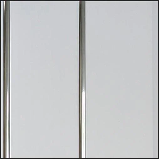 Панель ПВХ 0,24*3м Потолочная Лак Белый хром 2-х секц. /софитто серебро 2 секц 8мм С