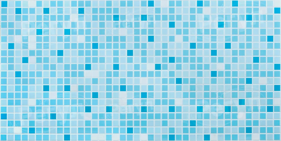 Панель листовая ПВХ «Бюджет» мозаика &quot;Микс голубой&quot; 957х480 (пленка 0,3мм) Регул